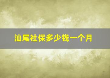 汕尾社保多少钱一个月