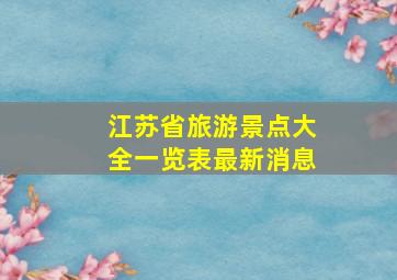 江苏省旅游景点大全一览表最新消息