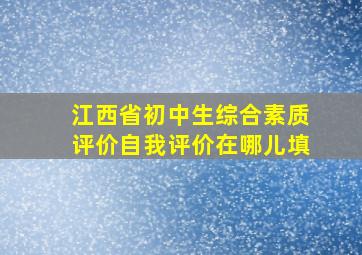 江西省初中生综合素质评价自我评价在哪儿填