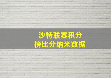 沙特联赛积分榜比分纳米数据