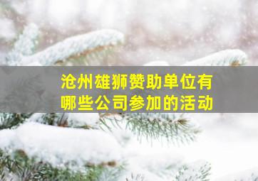 沧州雄狮赞助单位有哪些公司参加的活动