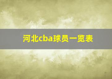 河北cba球员一览表