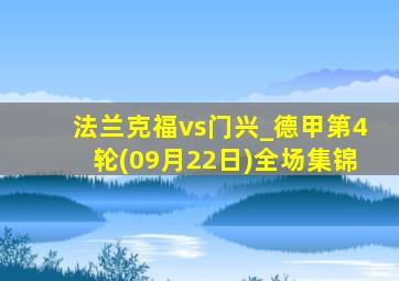 法兰克福vs门兴_德甲第4轮(09月22日)全场集锦