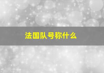 法国队号称什么