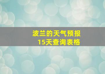 波兰的天气预报15天查询表格