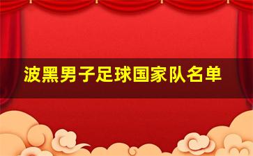 波黑男子足球国家队名单