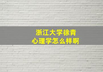 浙江大学徐青心理学怎么样啊