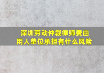 深圳劳动仲裁律师费由用人单位承担有什么风险