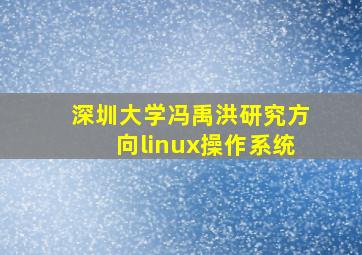 深圳大学冯禹洪研究方向linux操作系统