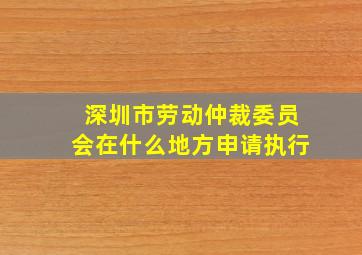 深圳市劳动仲裁委员会在什么地方申请执行