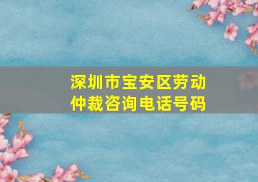 深圳市宝安区劳动仲裁咨询电话号码