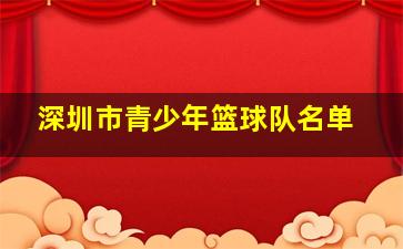 深圳市青少年篮球队名单