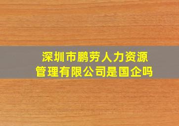 深圳市鹏劳人力资源管理有限公司是国企吗