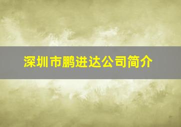 深圳市鹏进达公司简介