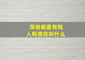 深圳都是有钱人吗现在叫什么