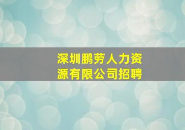 深圳鹏劳人力资源有限公司招聘