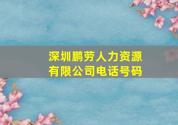 深圳鹏劳人力资源有限公司电话号码