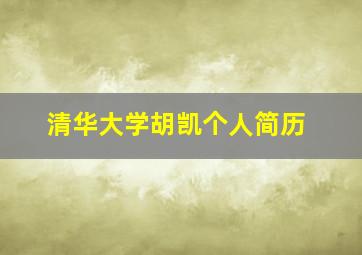 清华大学胡凯个人简历