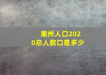 潮州人口2020总人数口是多少