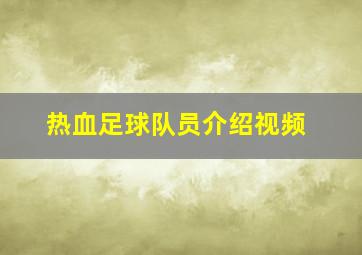 热血足球队员介绍视频