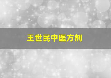 王世民中医方剂