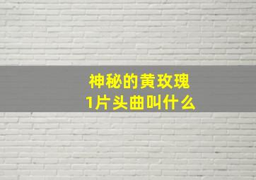 神秘的黄玫瑰1片头曲叫什么