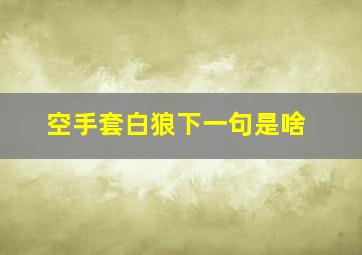 空手套白狼下一句是啥