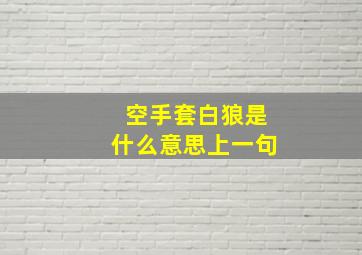 空手套白狼是什么意思上一句