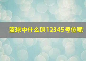 篮球中什么叫12345号位呢