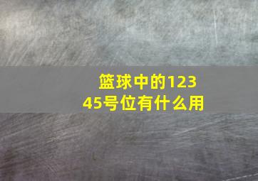 篮球中的12345号位有什么用