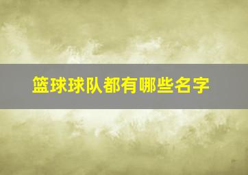 篮球球队都有哪些名字