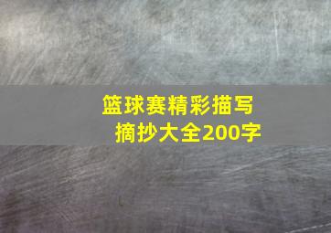 篮球赛精彩描写摘抄大全200字