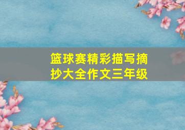 篮球赛精彩描写摘抄大全作文三年级