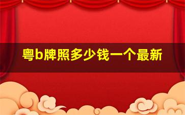 粤b牌照多少钱一个最新