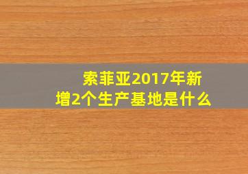 索菲亚2017年新增2个生产基地是什么