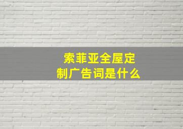 索菲亚全屋定制广告词是什么