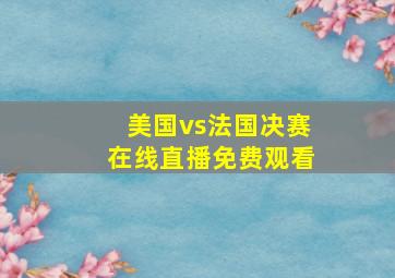 美国vs法国决赛在线直播免费观看