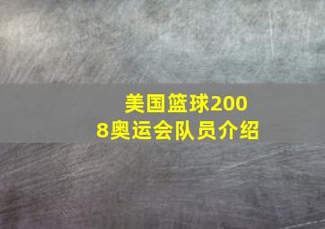 美国篮球2008奥运会队员介绍