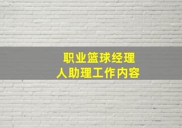 职业篮球经理人助理工作内容