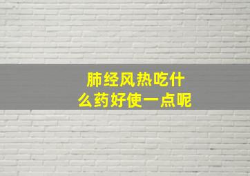 肺经风热吃什么药好使一点呢