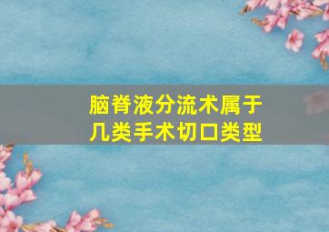 脑脊液分流术属于几类手术切口类型