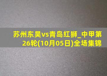 苏州东吴vs青岛红狮_中甲第26轮(10月05日)全场集锦