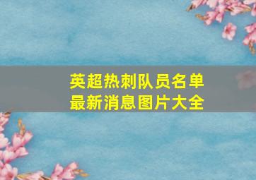 英超热刺队员名单最新消息图片大全