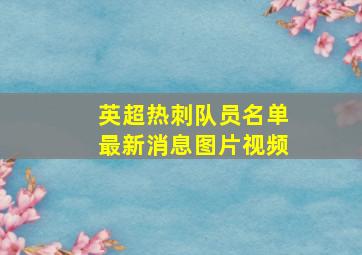 英超热刺队员名单最新消息图片视频