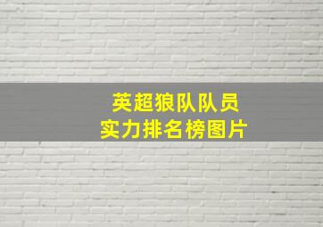 英超狼队队员实力排名榜图片