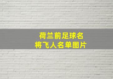 荷兰前足球名将飞人名单图片