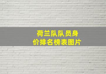 荷兰队队员身价排名榜表图片