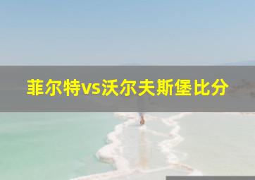 菲尔特vs沃尔夫斯堡比分