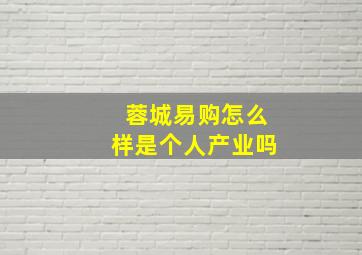 蓉城易购怎么样是个人产业吗