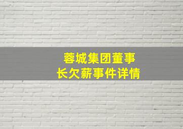 蓉城集团董事长欠薪事件详情